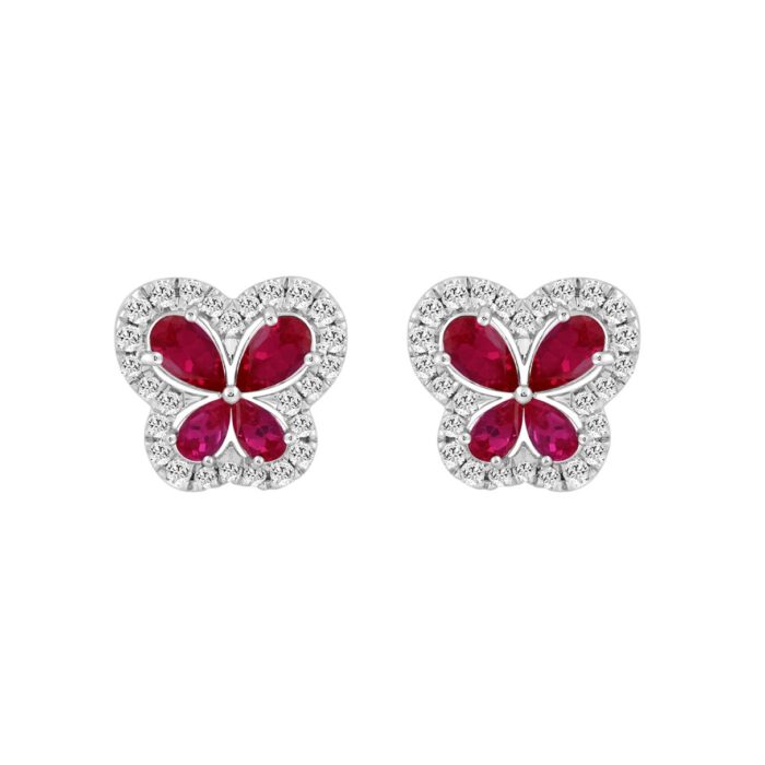 14K WHITE GOLD 1 1/2CT ROUND/PEAR DIAMOND LADIES EARRINGS - Image 1