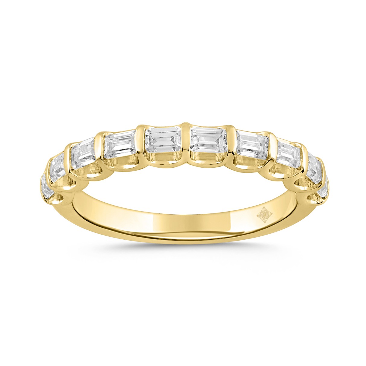 LADIES BAND 1CT EMERALD DIAMOND 14K YELLOW GOLD - Image 1