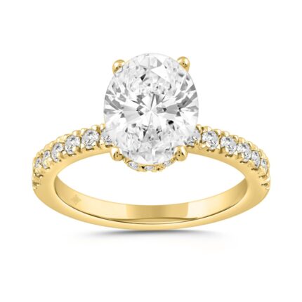 LADIES RING 2 1/2CT ROUND/OVAL DIAMOND 14K YELLOW GOLD (CENTER STONE OVAL DIAMOND 2CT )