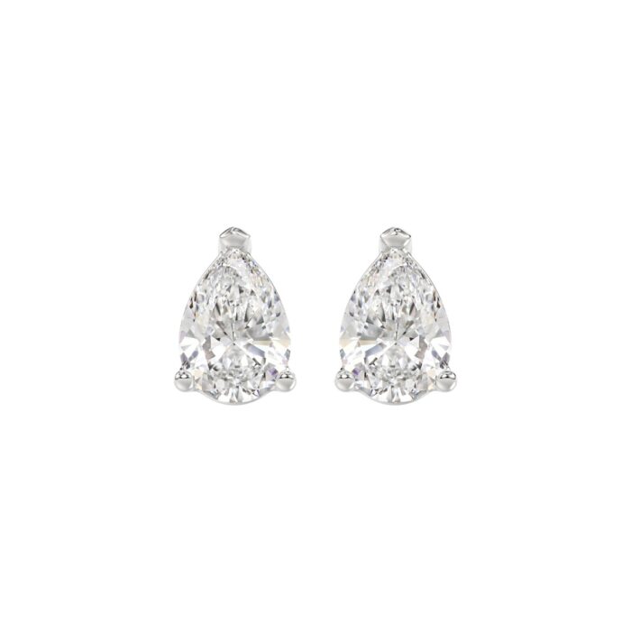 LADIES SOLITAIRE EARRINGS 2 1/2CT PEAR DIAMOND 14K WHITE GOLD - Image 1