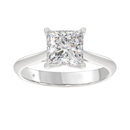 LADIES SOLITAIRE RING 2 1/2CT PRINCESS DIAMOND 14K WHITE GOLD