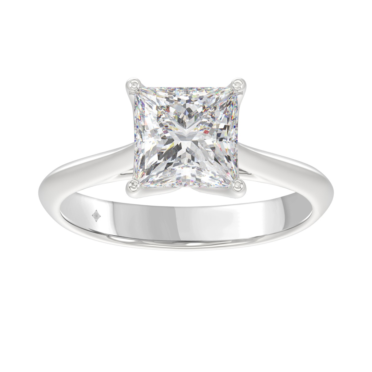 LADIES SOLITAIRE RING 2 1/2CT PRINCESS DIAMOND 14K WHITE GOLD - Image 1