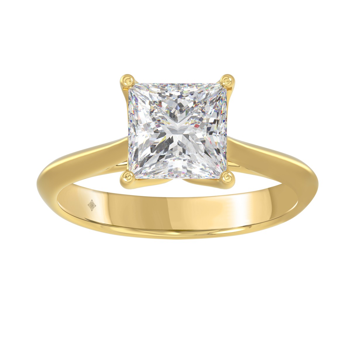 LADIES SOLITAIRE RING 2 1/2CT PRINCESS DIAMOND 14K YELLOW GOLD - Image 1