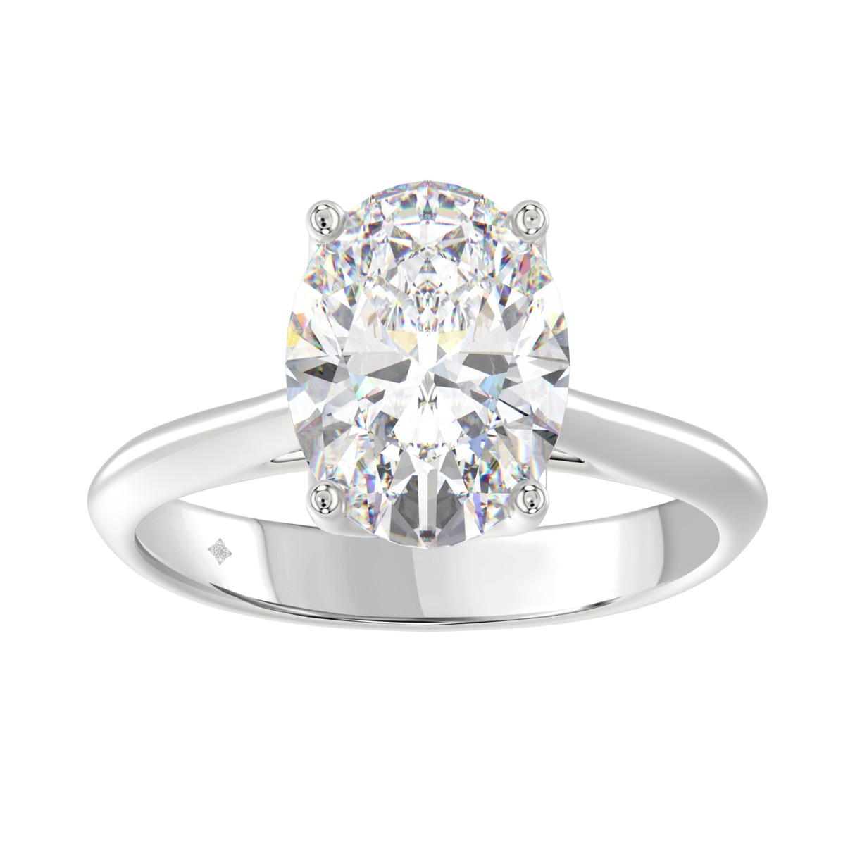 LADIES SOLITAIRE RING 4CT OVAL DIAMOND 14K WHITE GOLD - Image 1