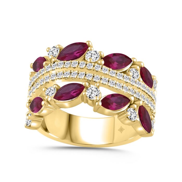 14K YELLOW GOLD 2.00CT ROUND/MARQUISE DIAMOND LADIES RING (RUBY DIAMOND 1 1/2CT) - Image 1