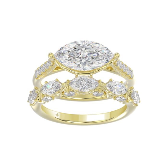 14K YELLOW GOLD 3 1/2CT ROUND/MARQUISE DIAMOND LADIES BRIDAL SET (CENTER STONE MARQUISE DIAMOND 2.00CT) - Image 1