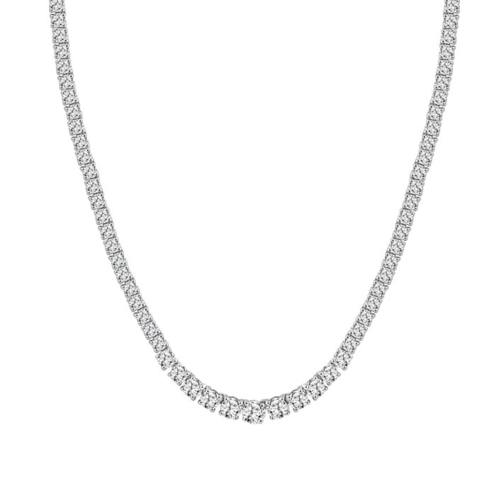 18K WHITE GOLD 5.00CT ROUND DIAMOND LADIES TENNIS NECKLACE - Image 1