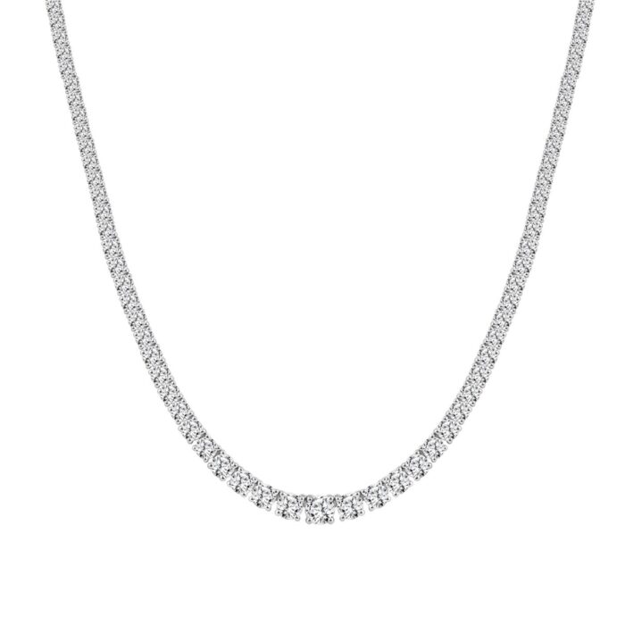 18K WHITE GOLD 7.00CT ROUND DIAMOND LADIES TENNIS NECKLACE - Image 1
