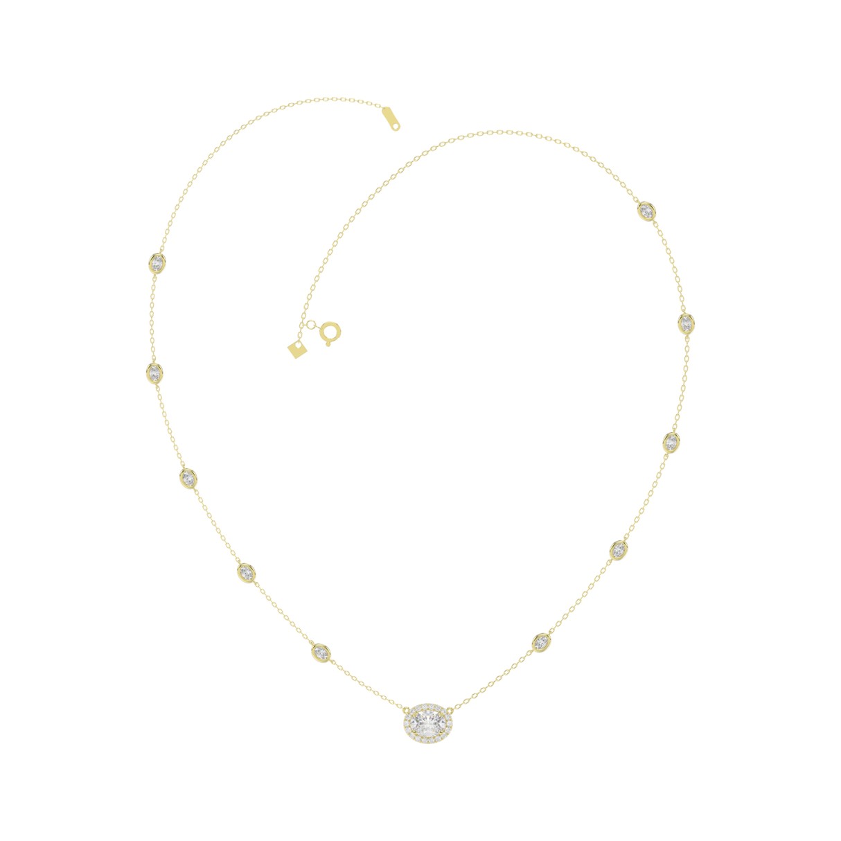 14K YELLOW GOLD 2 1/4CT ROUND/OVAL DIAMOND LADIES NECKLACE - Image 1