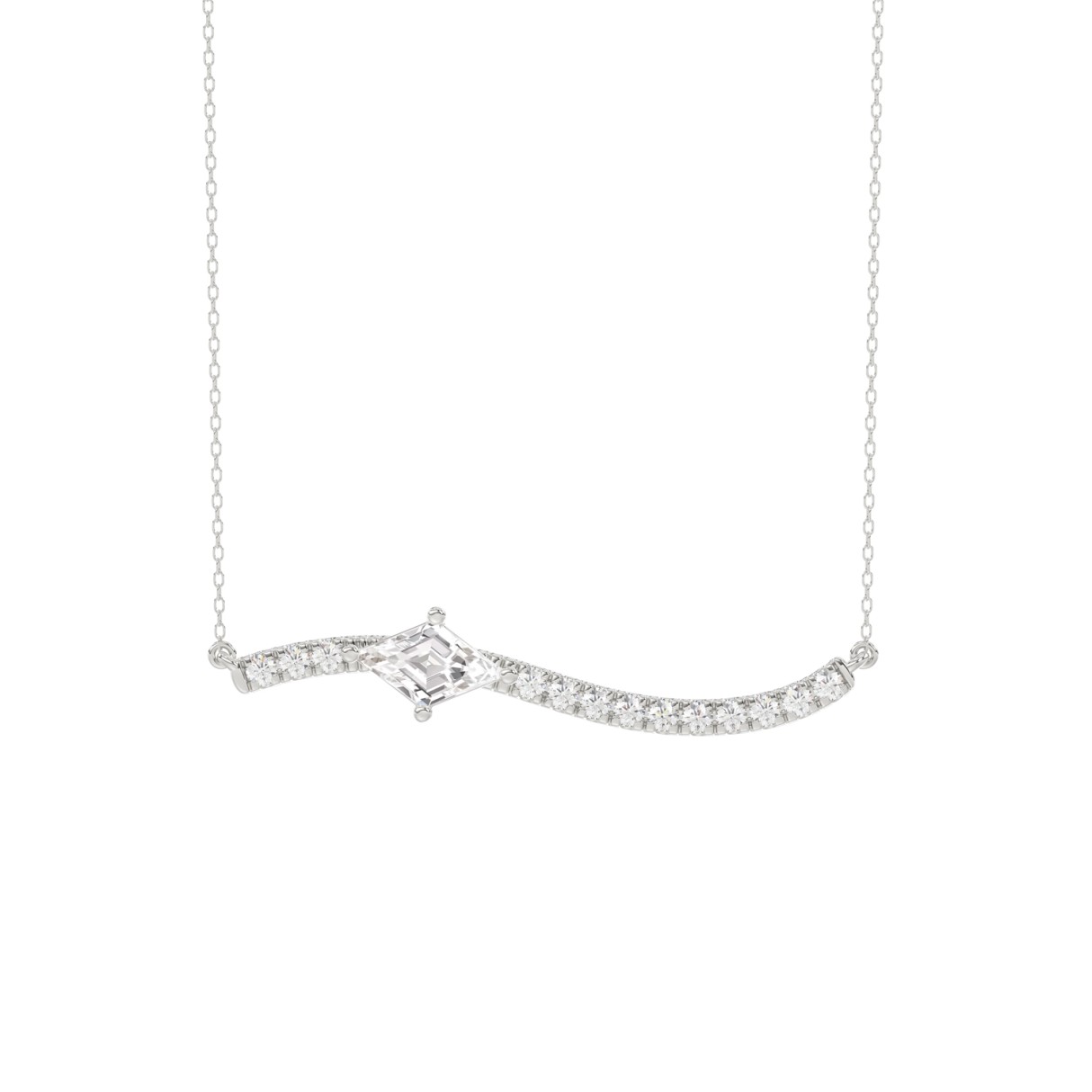 14K WHITE GOLD 3/4CT ROUND/LOZELGE DIAMOND LADIES NECKLACE - Image 1