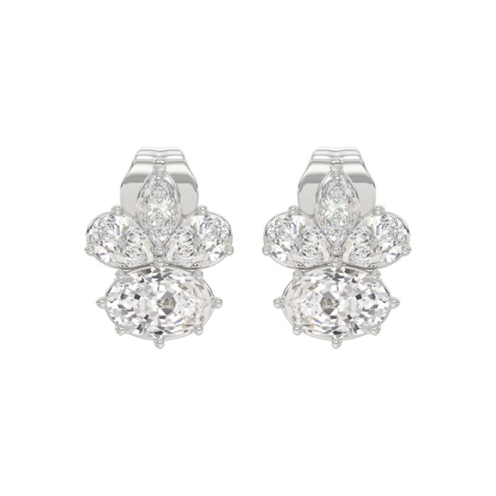 14K WHITE GOLD 1 3/4CT MARQUISE/PEAR/OVAL DIAMOND LADIES EARRINGS - Image 1