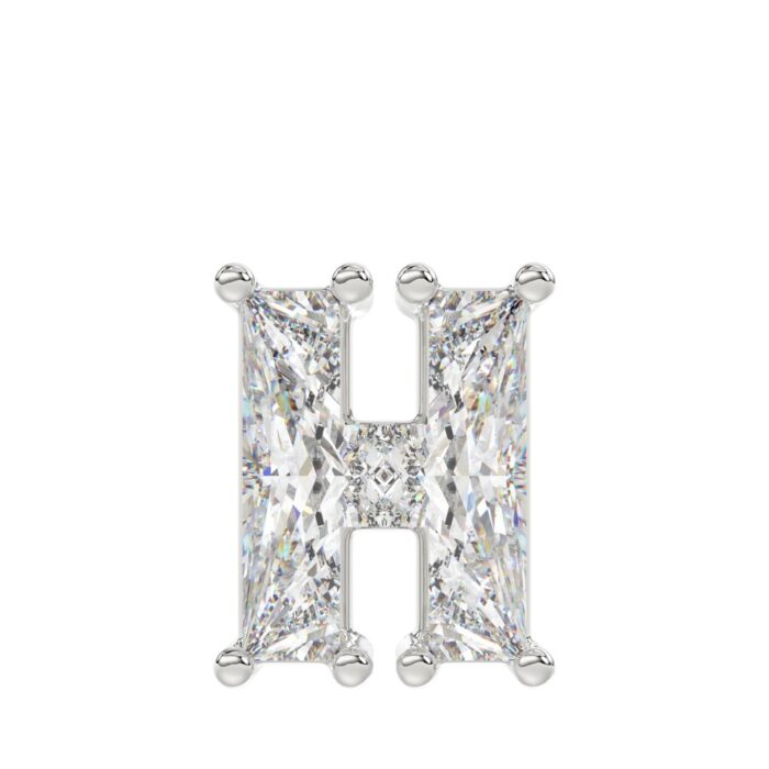 10K WHITE GOLD 1 1/3CT FANCY CUT ALPHABET DIAMOND MEN'S CHARM PENDANT - Image 1