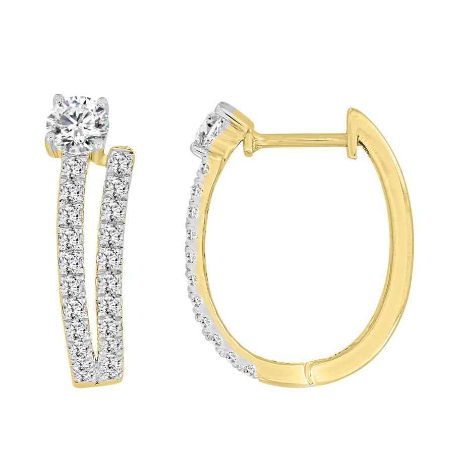 LADIES EARRINGS 1.00CT ROUND DIAMOND 14K YELLOW GOLD 1 LADIES EARRINGS 1.00CT ROUND DIAMOND 14K YELLOW GOLD - Image 1