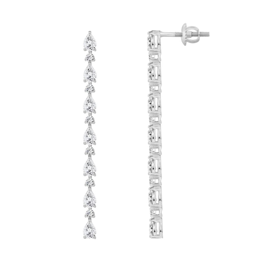 LADIES EARRINGS 2.35CT ROUND/PEAR DIAMOND 14K WHITE GOLD 1 LADIES EARRINGS 2.35CT ROUND/PEAR DIAMOND 14K WHITE GOLD - Image 1
