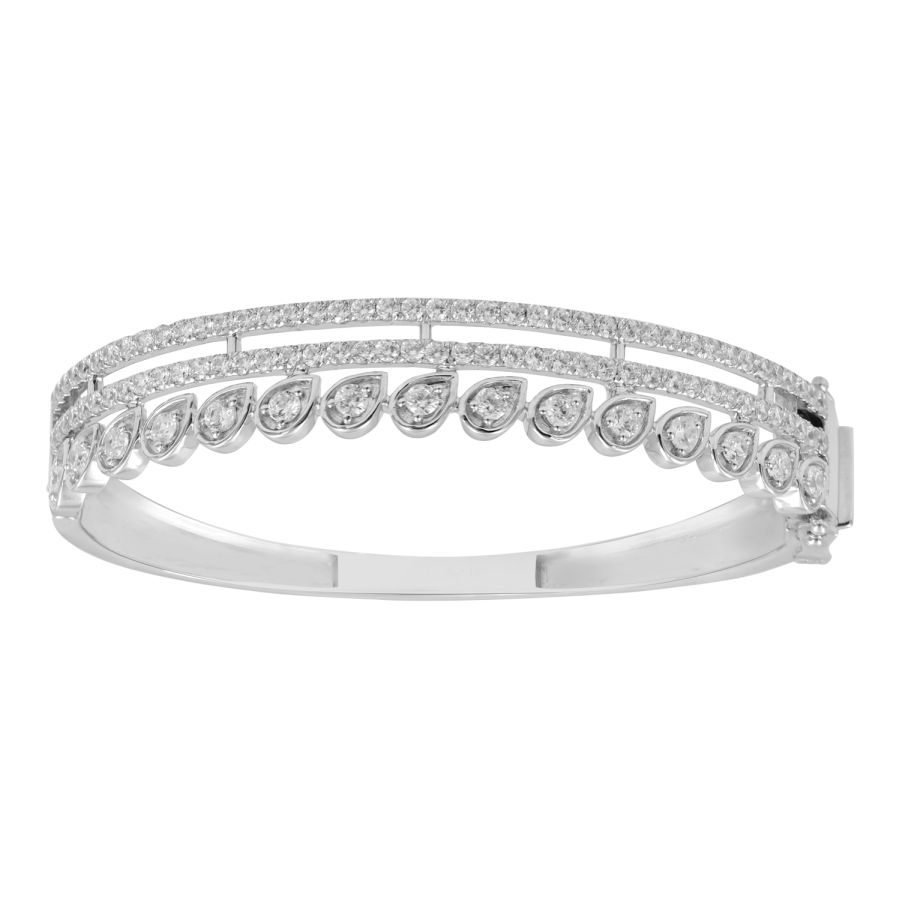 LADIES BANGLE 3.25CT ROUND DIAMOND 14K WHITE GOLD 1 LADIES BANGLE 3.25CT ROUND DIAMOND 14K WHITE GOLD - Image 1