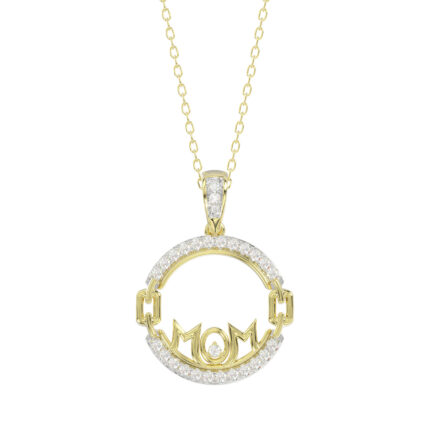 LADIES PENDANT WITH CHAIN 0.25CT ROUND DIAMOND 14K YELLOW GOLD