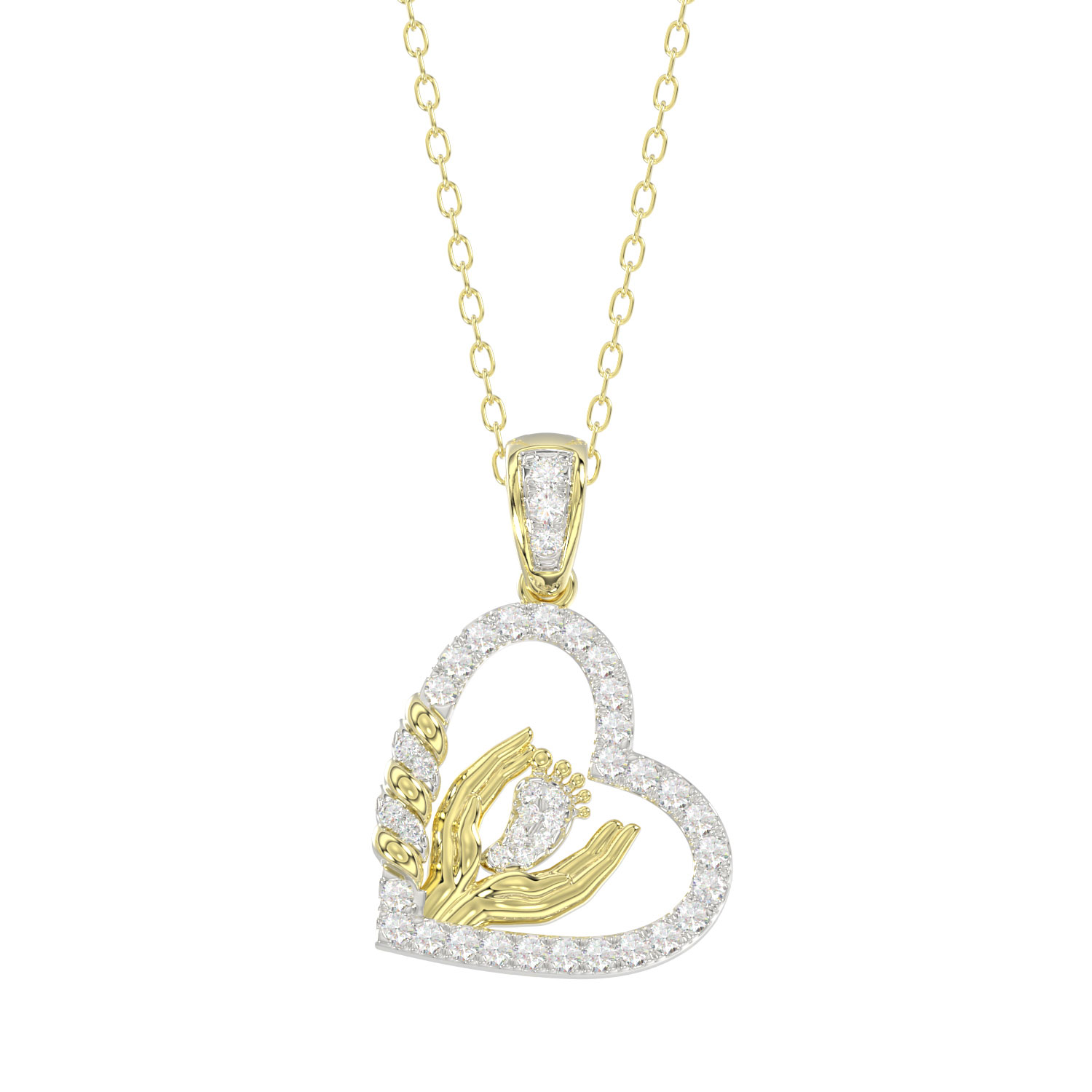 LADIES PENDANT WITH CHAIN 0.25CT ROUND DIAMOND 14K YELLOW GOLD 1 LADIES PENDANT WITH CHAIN 0.25CT ROUND DIAMOND 14K YELLOW GOLD - Image 1