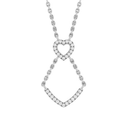LADIES PENDANT WITH CHAIN 0.16CT ROUND DIAMOND 14K WHITE GOLD