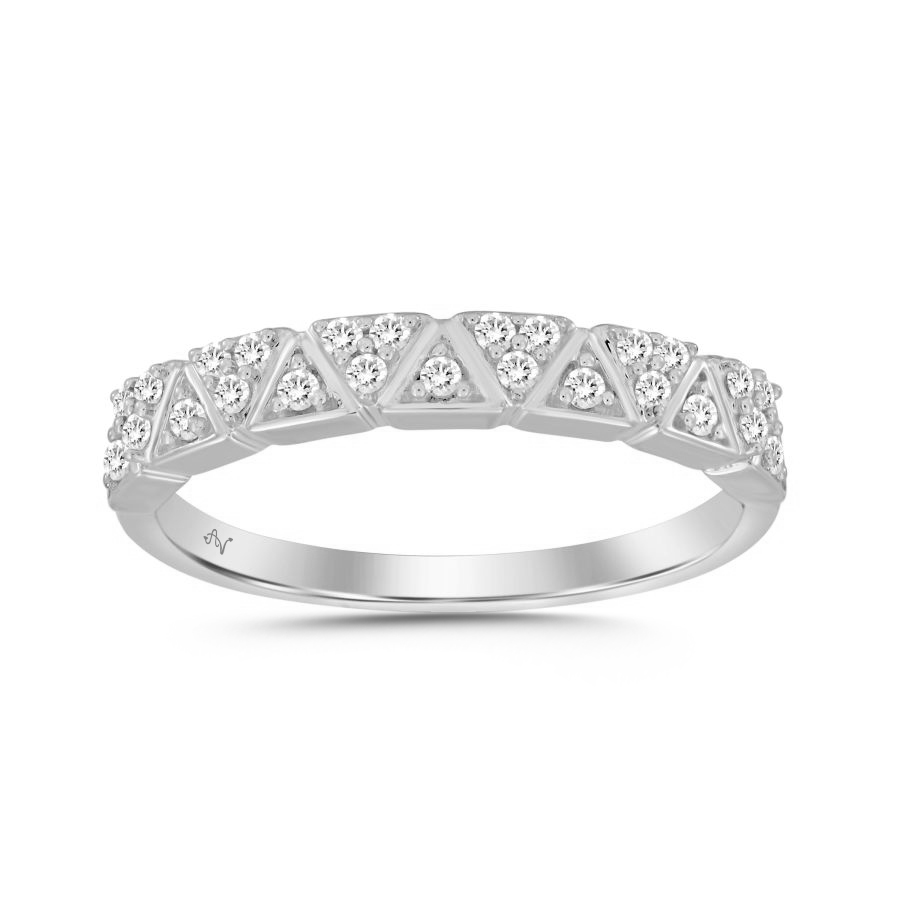 LADIES BAND 0.15CT ROUND DIAMOND 14K WHITE GOLD 1 LADIES BAND 0.15CT ROUND DIAMOND 14K WHITE GOLD - Image 1