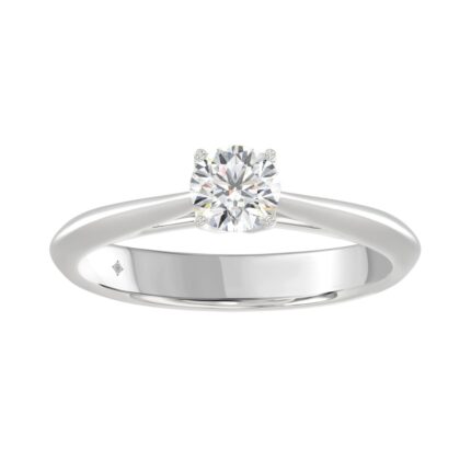 LADIES SOLITAIRE RING 1/2CT ROUND DIAMOND 14K WHITE GOLD