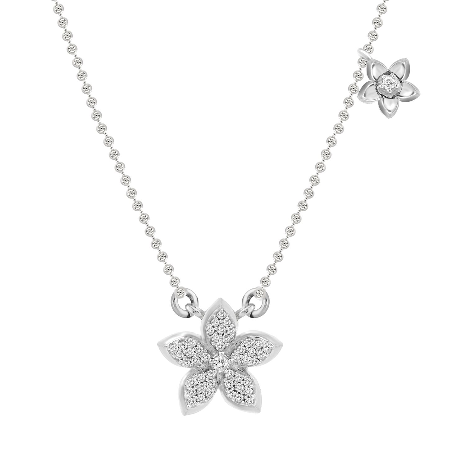 LADIES NECKLACE 0.15CT ROUND DIAMOND 14K WHITE GOLD 1 LADIES NECKLACE 0.15CT ROUND DIAMOND 14K WHITE GOLD - Image 1