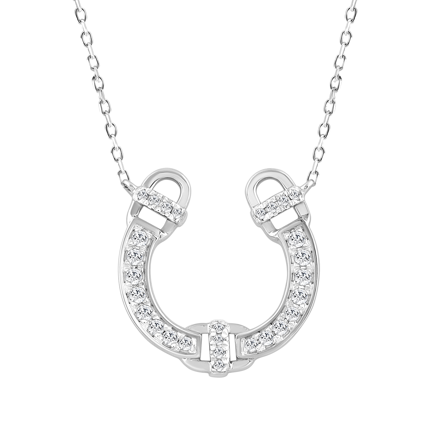 LADIES NECKLACE 0.16CT ROUND DIAMOND 14K WHITE GOLD 1 LADIES NECKLACE 0.16CT ROUND DIAMOND 14K WHITE GOLD - Image 1