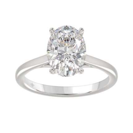 LADIES BRIDAL SET 4 1/2CT ROUND/OVAL DIAMOND 14K WHITE GOLD (CENTER STONE OVAL DIAMOND 3.00CT)