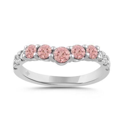 LADIES BAND 1CT ROUND DIAMOND 14K WHITE GOLD