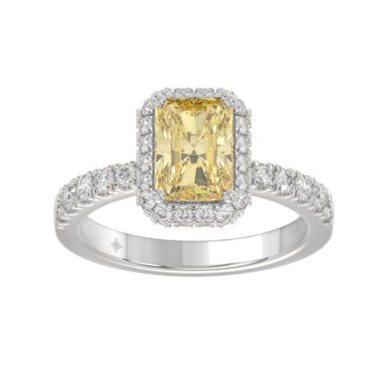 14K WHITE GOLD 1.00CT ROUND/EMERALD DIAMOND LADIES RING (CENTER STONE EMERALD DIAMOND 3.00CT)