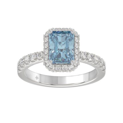 14K WHITE GOLD 1.00CT ROUND/EMERALD DIAMOND LADIES RING (CENTER STONE BLUE SAPPHIRE EMERALD DIAMOND 3.00CT)