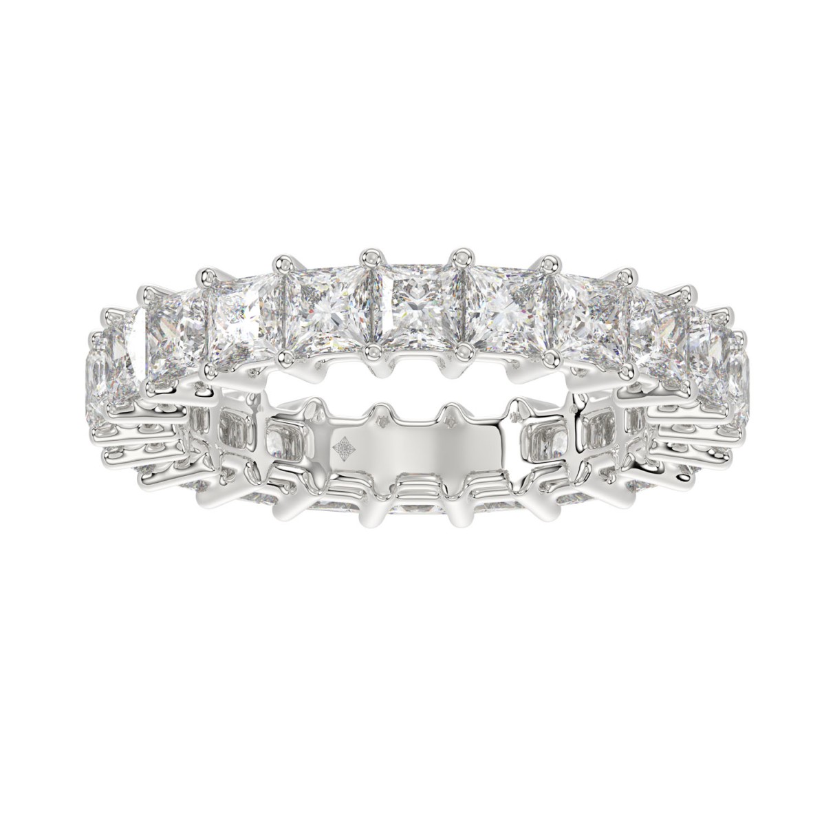 LADIES BAND 3 1/4CT PRINCESS DIAMOND 14K WHITE GOLD 1 LADIES BAND 3 1/4CT PRINCESS DIAMOND 14K WHITE GOLD - Image 1