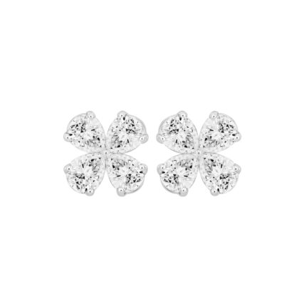 LADIES EARRINGS 1 1/3CT PEAR DIAMOND 14K WHITE GOLD