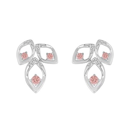 LADIES EARRINGS 1/2CT ROUND DIAMOND 14K WHITE GOLD (CENTER STONE ROUND DIAMOND 1/3CT )