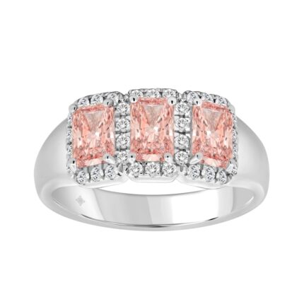 14K WHITE GOLD 1 3/4CT ROUND/PINK RADIANT DIAMOND LADIES RING