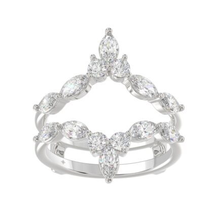 LADIES ENHANCERS RING 1 1/4CT ROUND/MARQUISE DIAMOND 14K WHITE GOLD