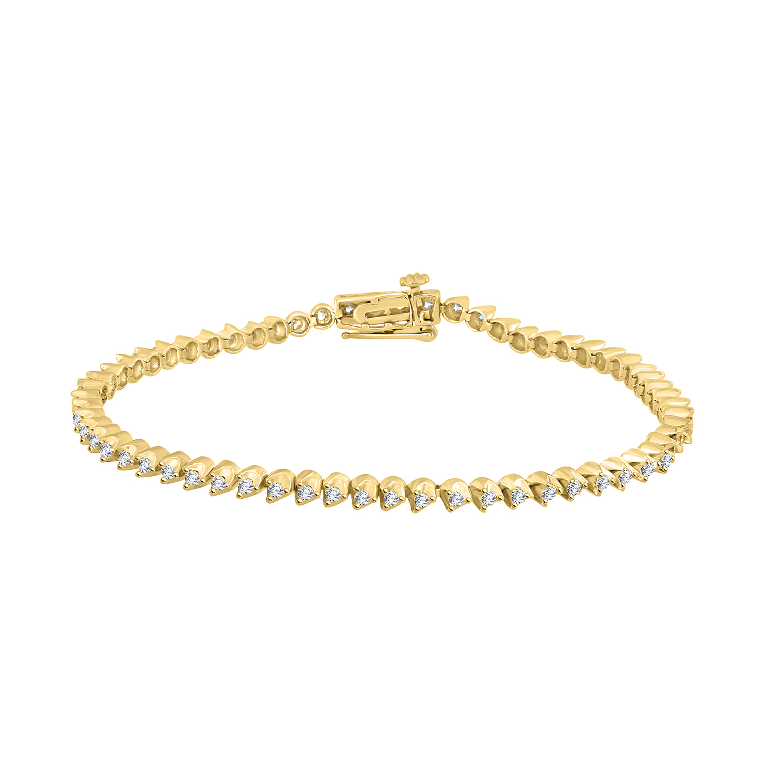 LADIES BRACELET 1.00CT ROUND DIAMOND 14K YELLOW GOLD 1 LADIES BRACELET 1.00CT ROUND DIAMOND 14K YELLOW GOLD - Image 1