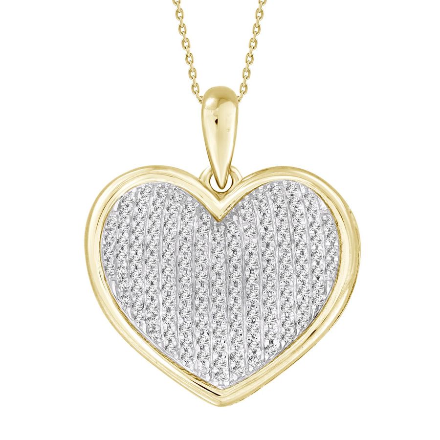 LADIES PENDANT WITH CHAIN 0.50CT ROUND DIAMOND 10K YELLOW GOLD 1 LADIES PENDANT WITH CHAIN 0.50CT ROUND DIAMOND 10K YELLOW GOLD - Image 1