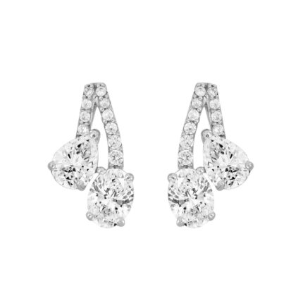 14K WHITE GOLD 2 1/2CT ROUND/OVAL/PEAR DIAMOND LADIES EARRINGS