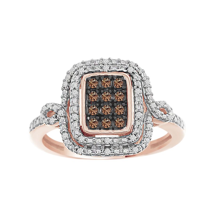 LADIES RING 0.20CT ROUND DARK BROWN DIAMOND 10K ROSE GOLD 1 LADIES RING 0.20CT ROUND DARK BROWN DIAMOND 10K ROSE GOLD - Image 1