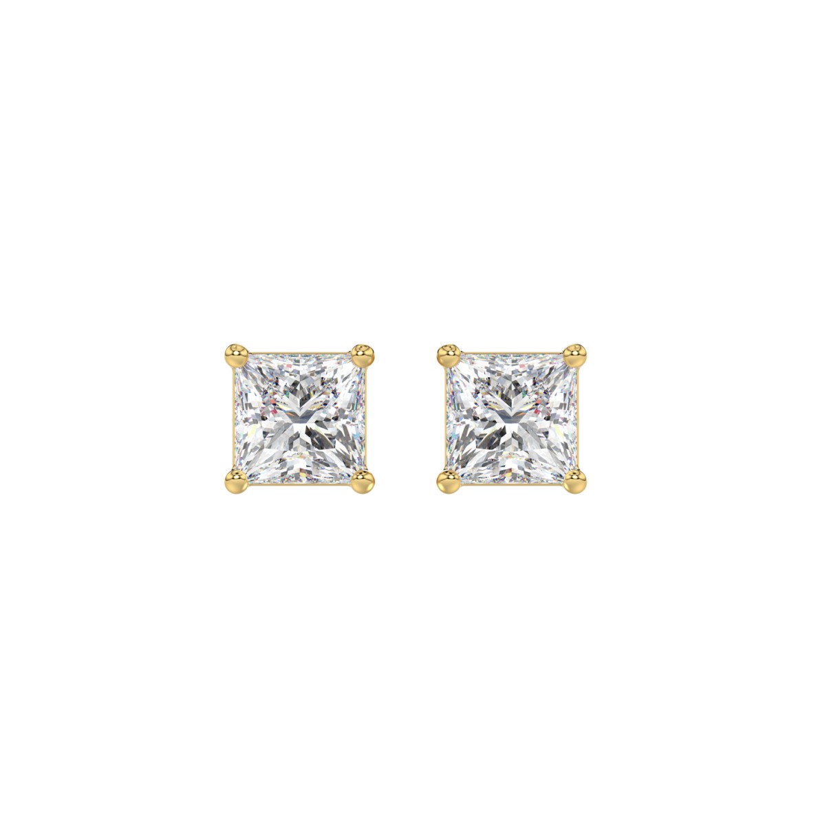 LADIES SOLITAIRE EARRINGS 1 1/2CT PRINCESS DIAMOND 14K YELLOW GOLD (CENTER STONE PRINCESS DIAMOND 3/4CT) 1 LADIES SOLITAIRE EARRINGS 1 1/2CT PRINCESS DIAMOND 14K YELLOW GOLD (CENTER STONE PRINCESS DIAMOND 3/4CT) - Image 1