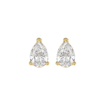 LADIES SOLITAIRE EARRINGS 2 1/2CT PEAR DIAMOND 14K YELLOW GOLD