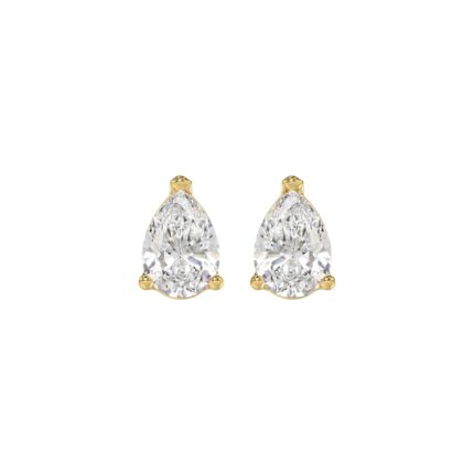LADIES SOLITAIRE EARRINGS 2CT PEAR DIAMOND 14K YELLOW GOLD