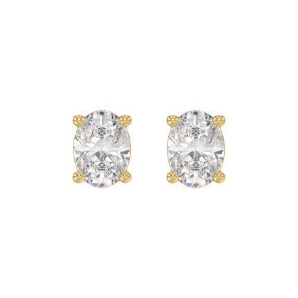 LADIES SOLITAIRE EARRINGS 4.00CT OVAL DIAMOND 14K YELLOW GOLD (CENTER STONE OVAL DIAMOND 2.00CT)