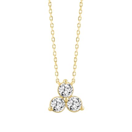 LADIES NECKLACE 1CT ROUND DIAMOND 14K YELLOW GOLD WITH CHAIN