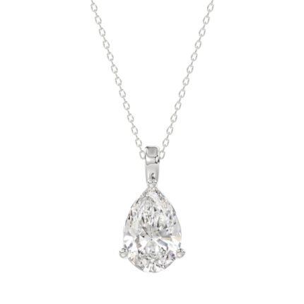 LADIES SOLITAIRE PENDANT 3CT PEAR DIAMOND 14K WHITE GOLD