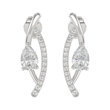 14K WHITE GOLD 1.00CT ROUND/PEAR DIAMOND LADIES EARRINGS