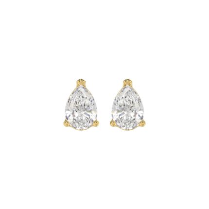 LADIES SOLITAIRE EARRINGS 1 1/2CT PEAR DIAMOND 14K YELLOW GOLD