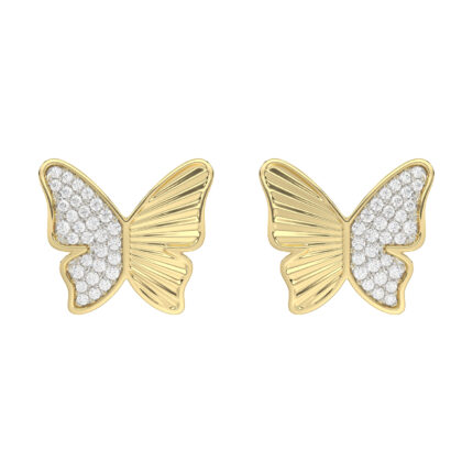 LADIES EARRINGS 0.16CT ROUND DIAMOND 10K YELLOW GOLD