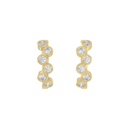 Elegant Ladies 10K Yellow Gold 3/4CT Round Lab Grown Diamond Fancy Hoop Earrings  (Color F-G -Clarity VS1/VS2)