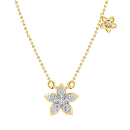 LADIES NECKLACE 0.15CT ROUND DIAMOND 14K YELLOW GOLD